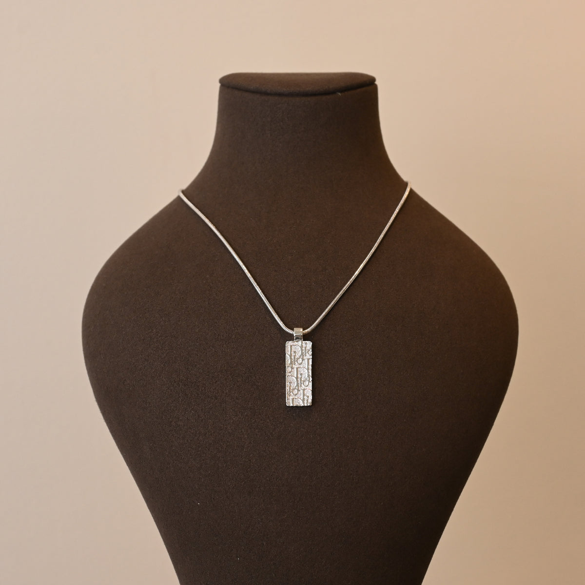 Christian Dior Trotter Motif Plate Pendant Necklace