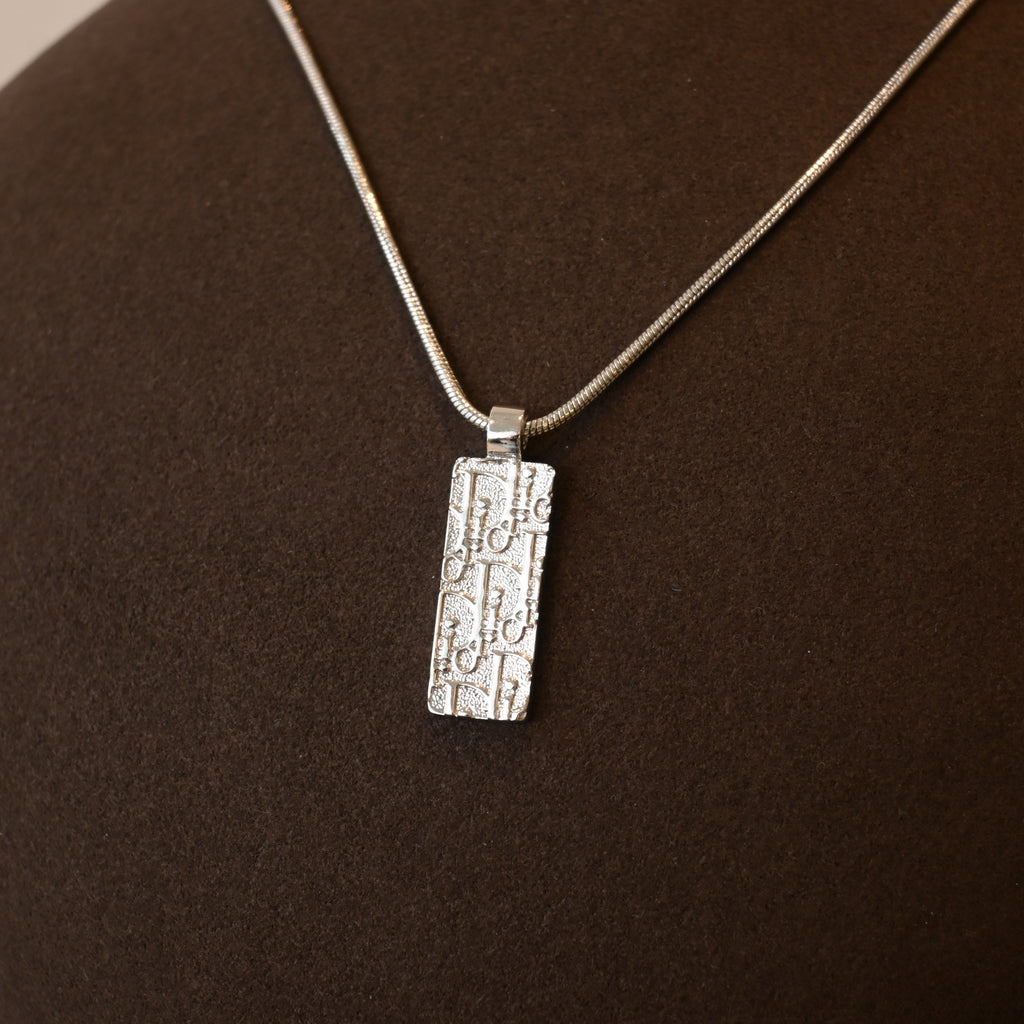 Christian Dior Trotter Motif Plate Pendant Necklace