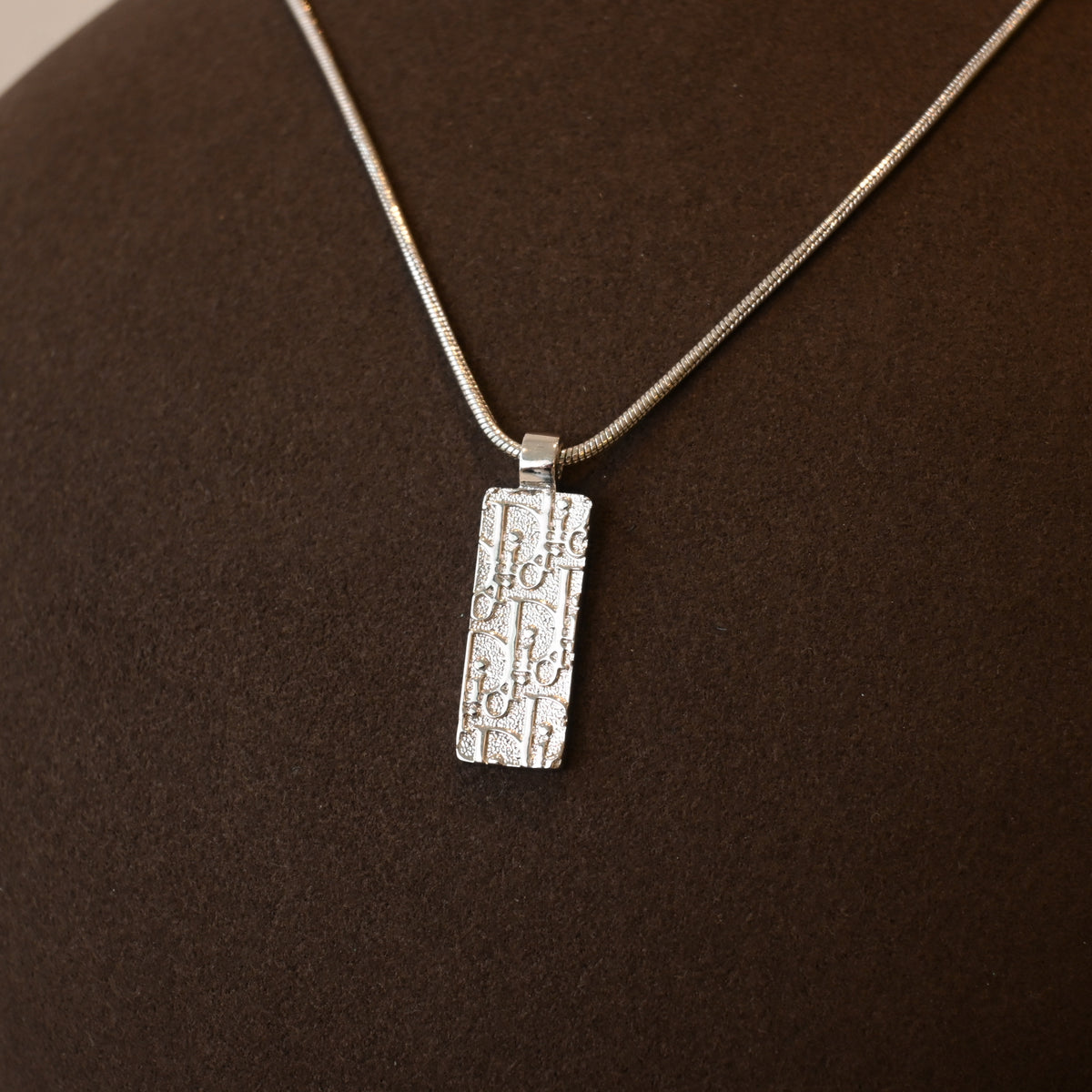 Christian Dior Trotter Motif Plate Pendant Necklace