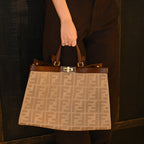 Fendi Wool Peekaboo X-Lite Large Tote