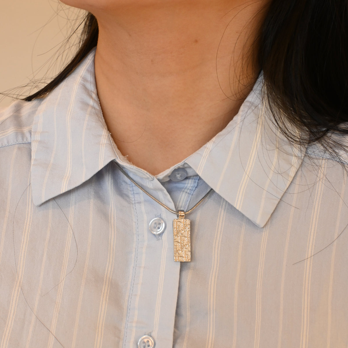 Christian Dior Trotter Motif Plate Pendant Necklace