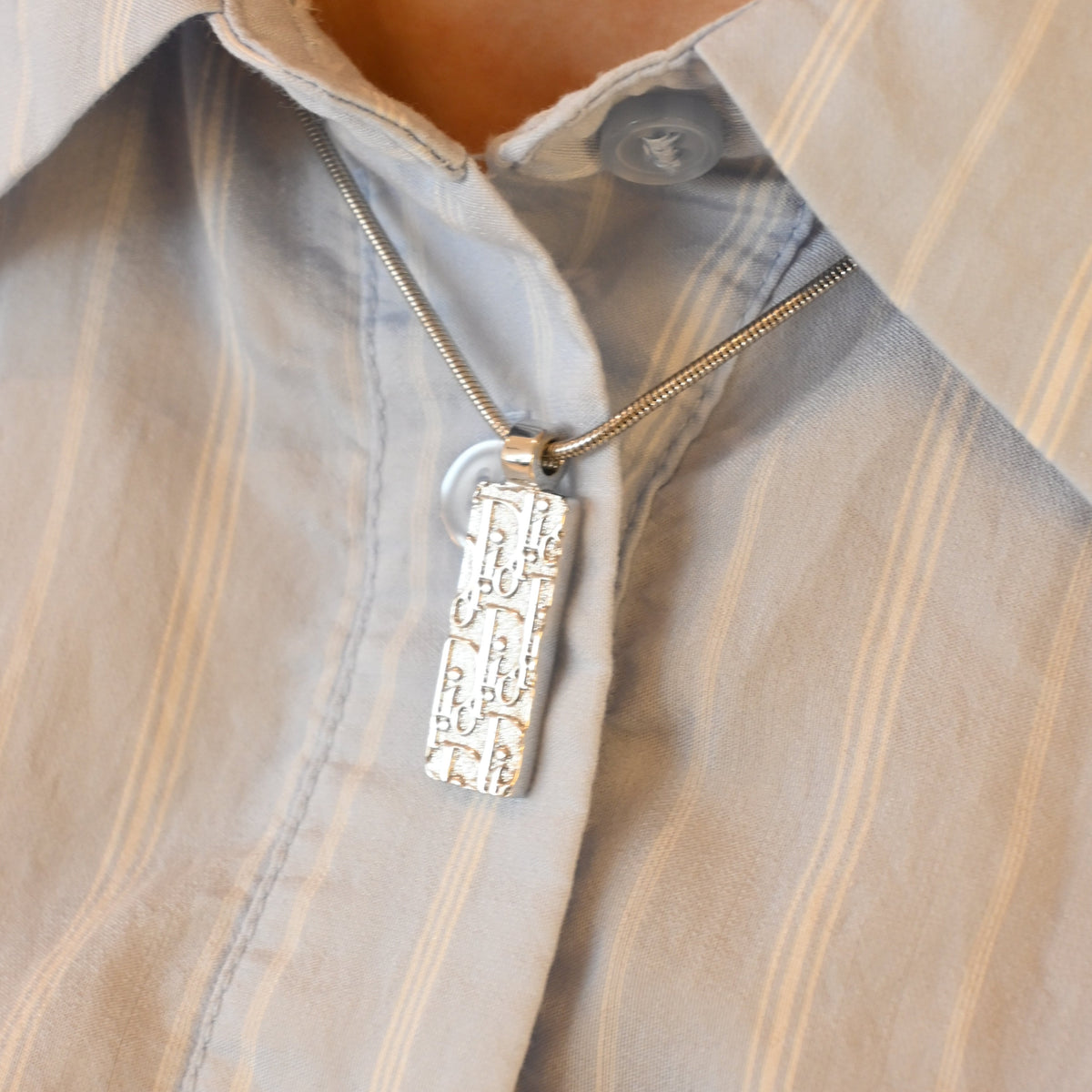 Christian Dior Trotter Motif Plate Pendant Necklace