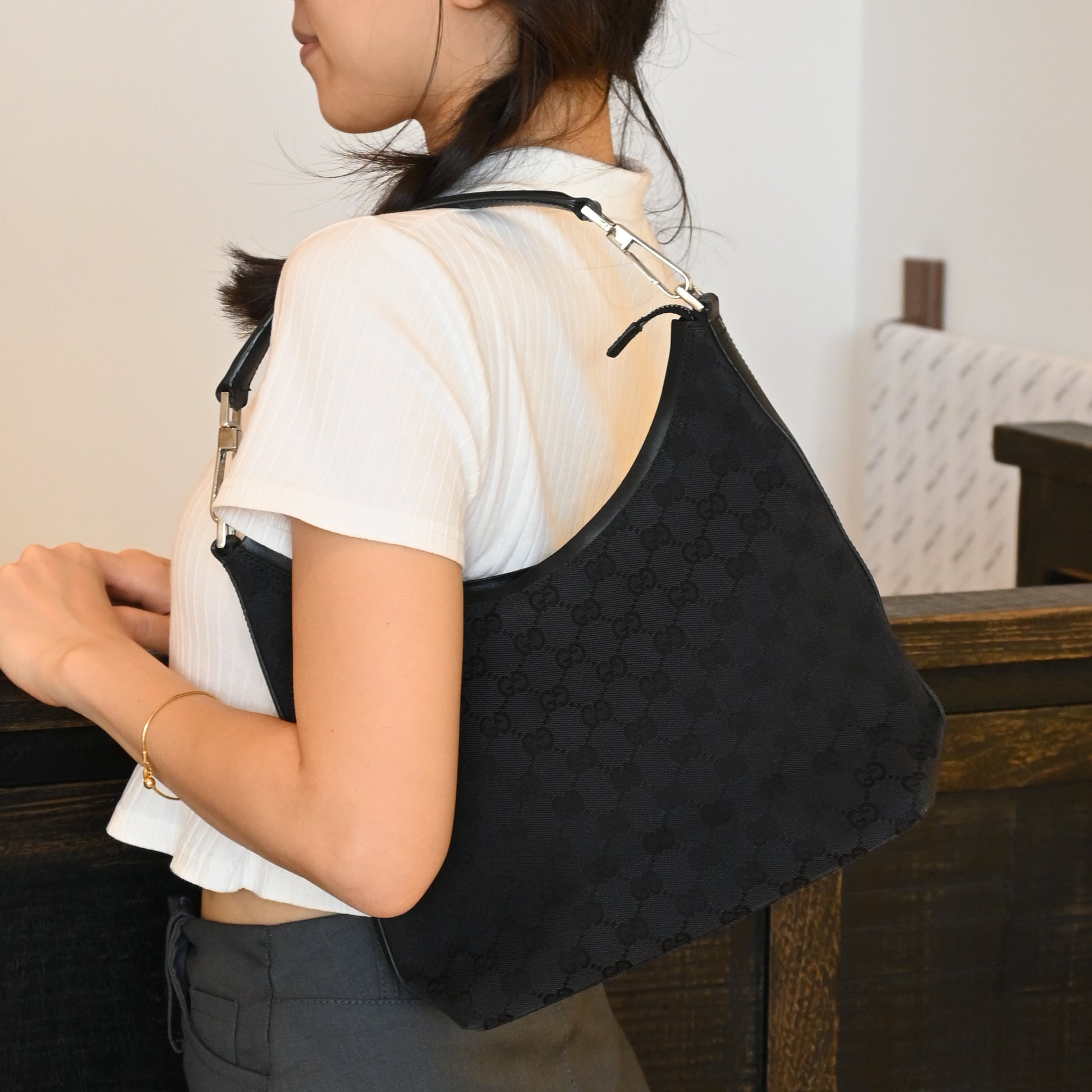 Gucci GG Black Hobo - Leluxe Vintage Sdn. Bhd.