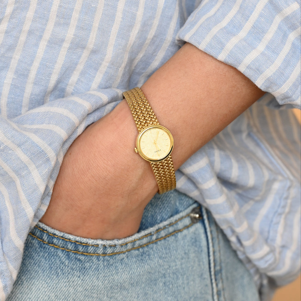 Seiko Frosted Gold Dial with Mesh Bracelet Watch 2P21-0B70