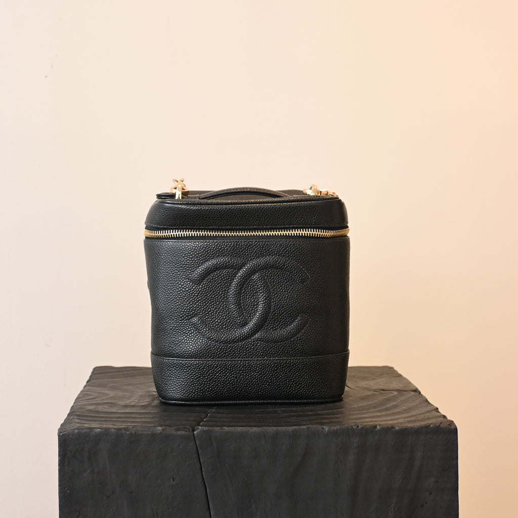 Chanel Vintage Vanity Case Black Caviar