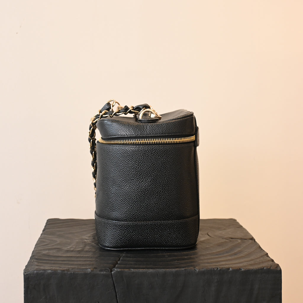 Chanel Vintage Vanity Case Black Caviar