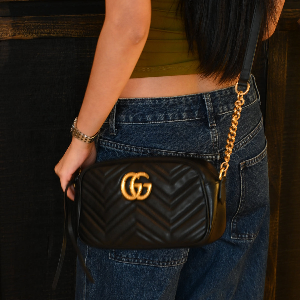 Gucci GG Marmont Small Matelassé Crossbody Camera Bag