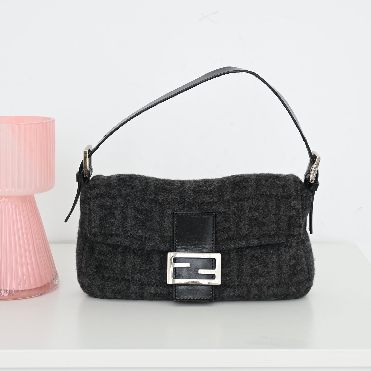 Fendi Zucca Baguette Wool Gray