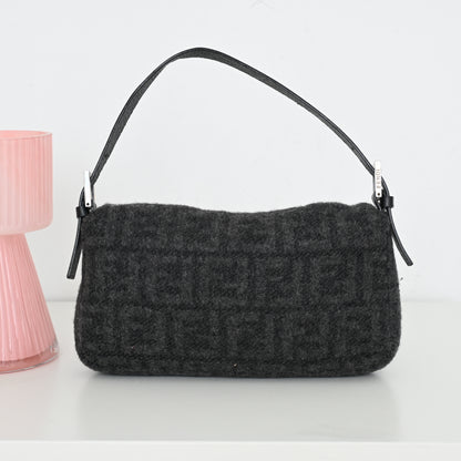 Fendi Zucca Baguette Wool Gray