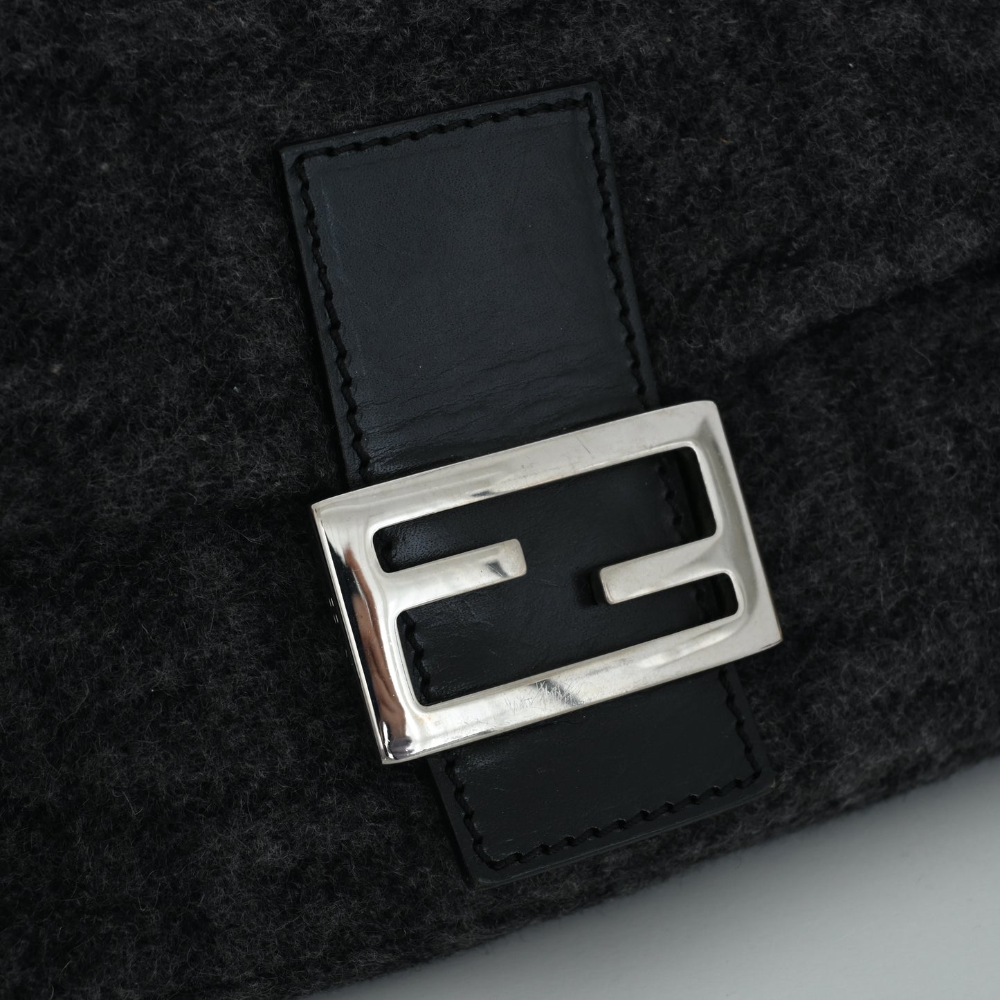 Fendi Zucca Baguette Wool Gray