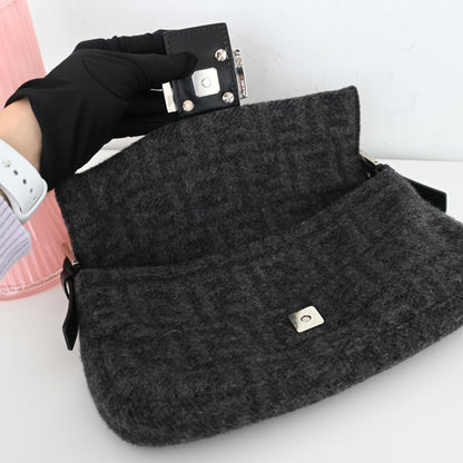 Fendi Zucca Baguette Wool Gray