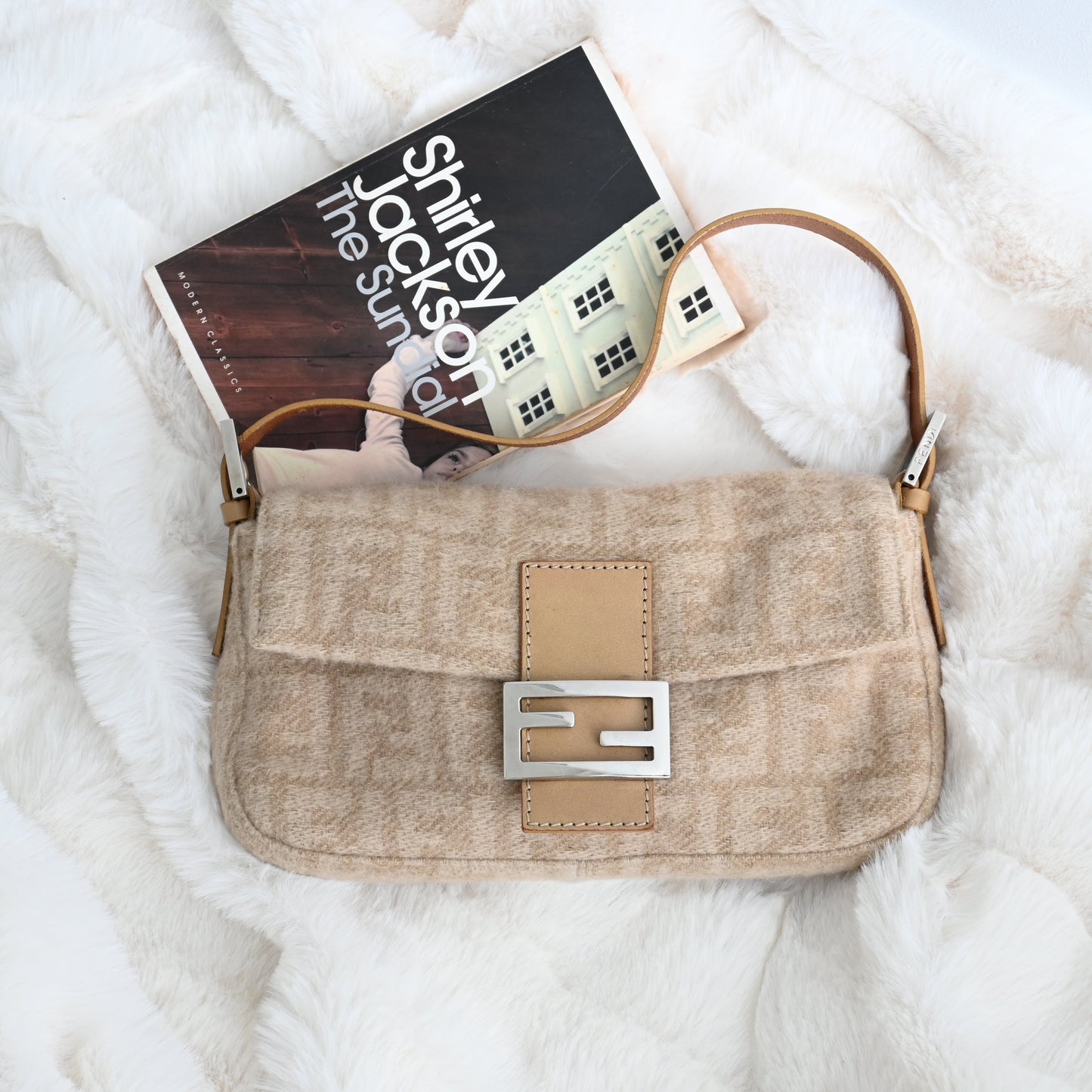 Fendi Zucca Baguette Wool Beige