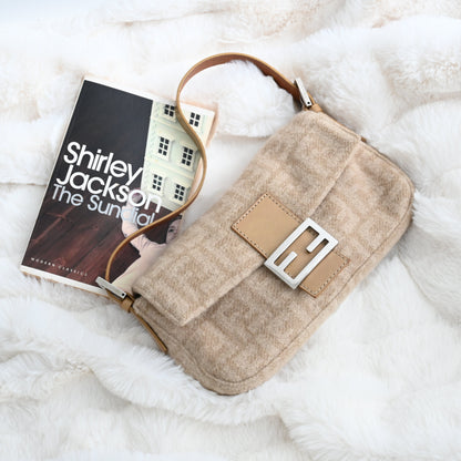 Fendi Zucca Baguette Wool Beige