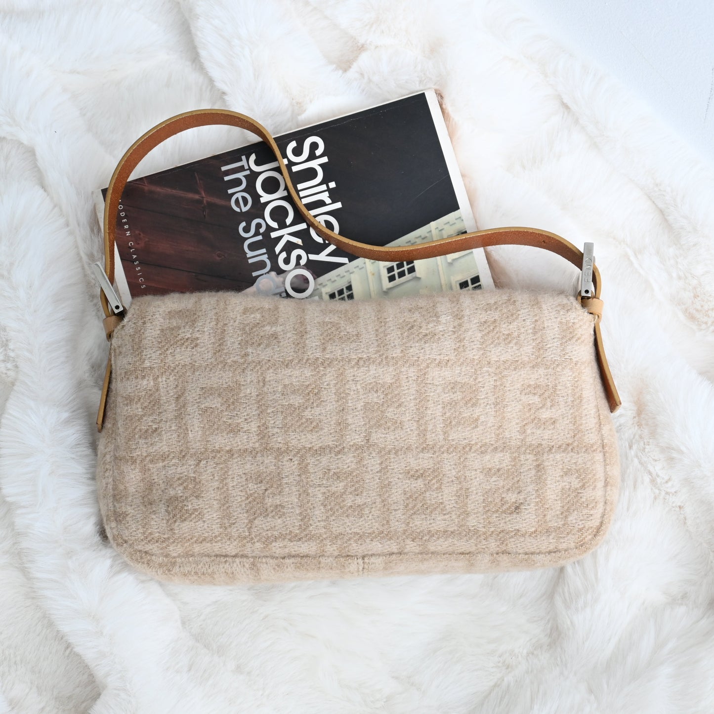 Fendi Zucca Baguette Wool Beige