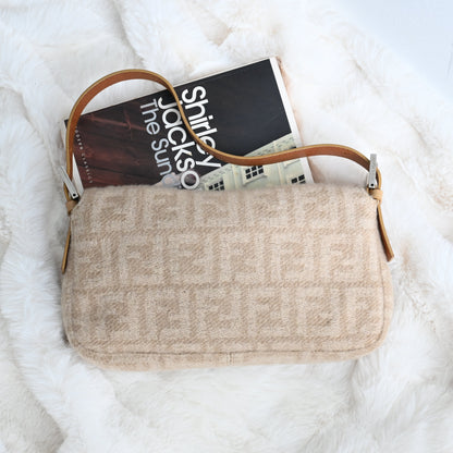 Fendi Zucca Baguette Wool Beige