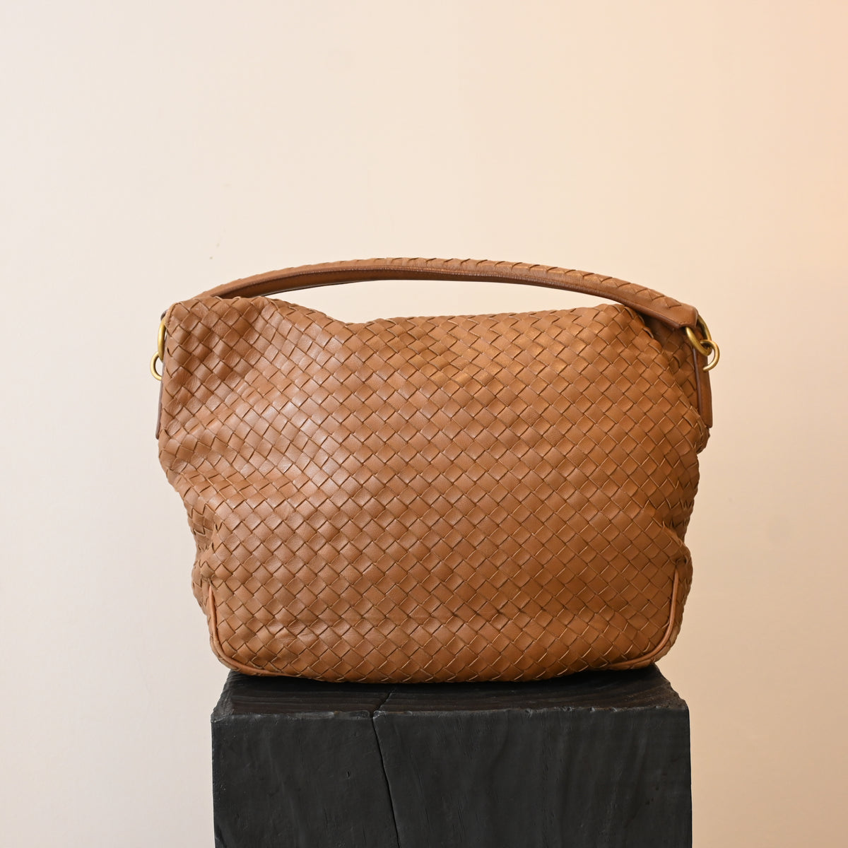 Bottega Veneta Intrecciato Double Flap Brown Hobo