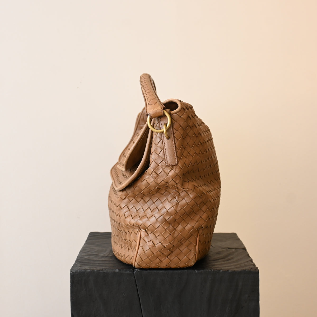Bottega Veneta Intrecciato Double Flap Brown Hobo