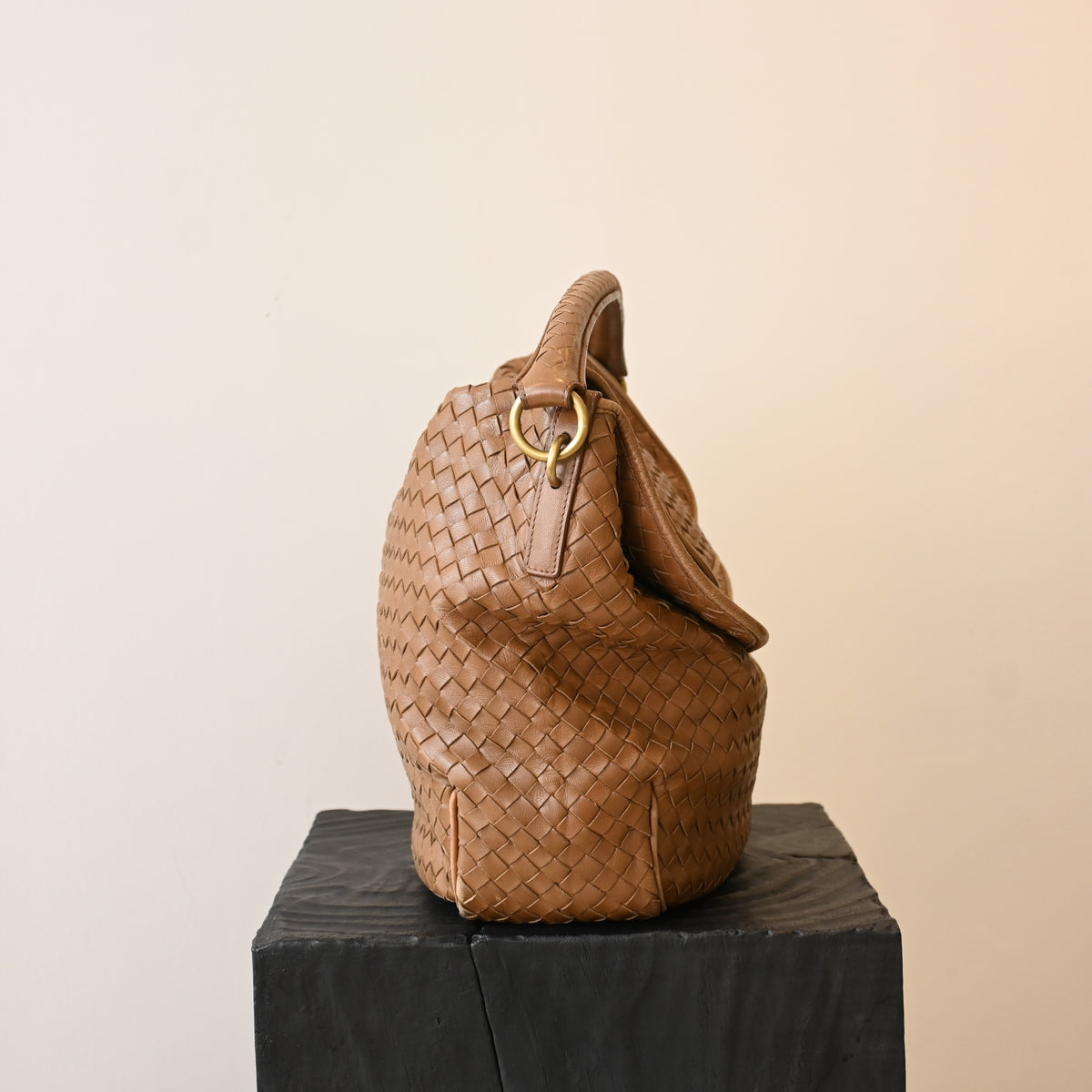 Bottega Veneta Intrecciato Double Flap Brown Hobo