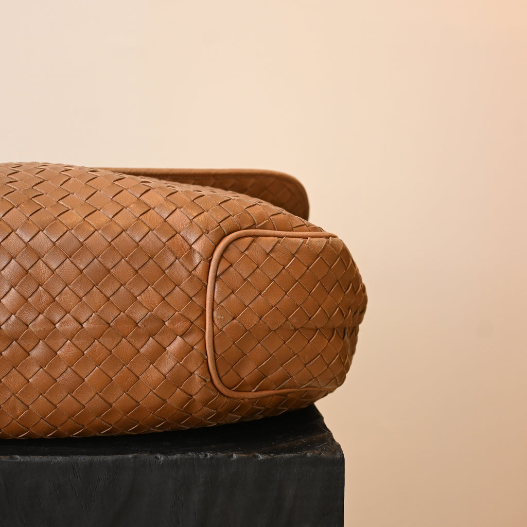 Bottega Veneta Intrecciato Double Flap Brown Hobo