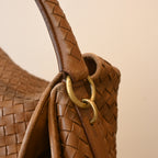 Bottega Veneta Intrecciato Double Flap Brown Hobo