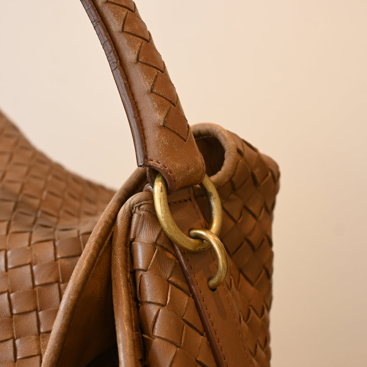 Bottega Veneta Intrecciato Double Flap Brown Hobo