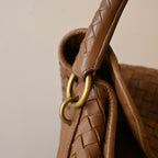 Bottega Veneta Intrecciato Double Flap Brown Hobo