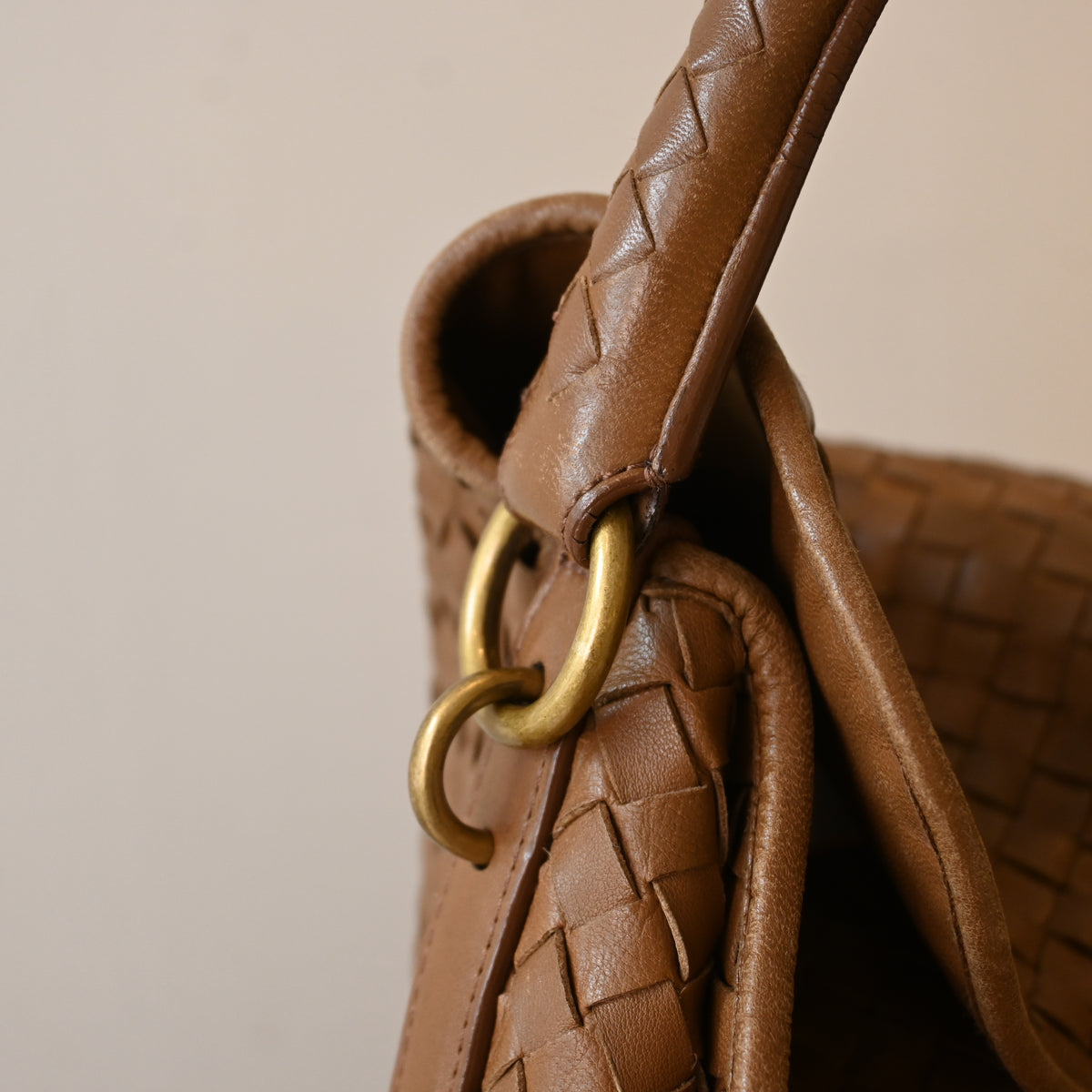 Bottega Veneta Intrecciato Double Flap Brown Hobo