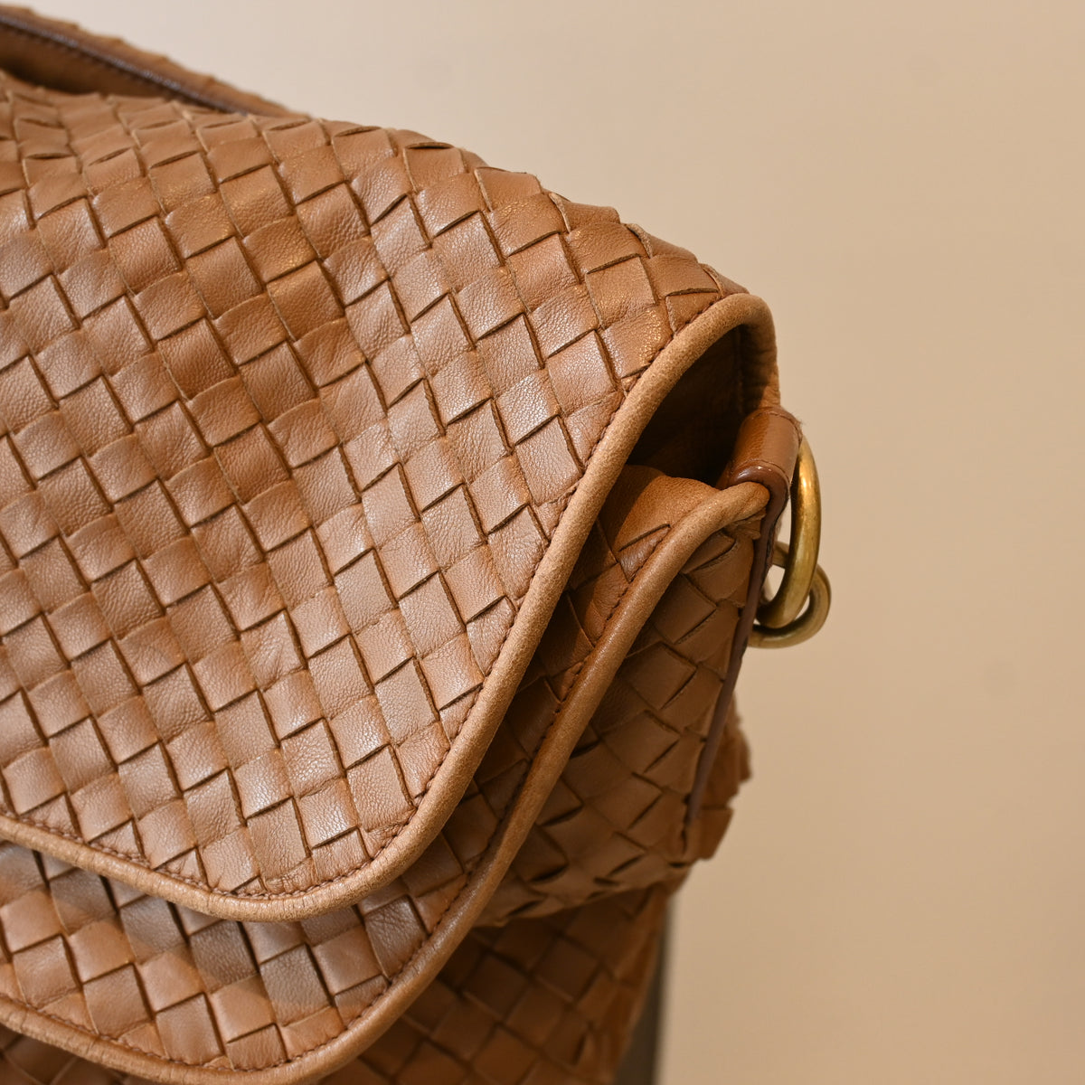Bottega Veneta Intrecciato Double Flap Brown Hobo