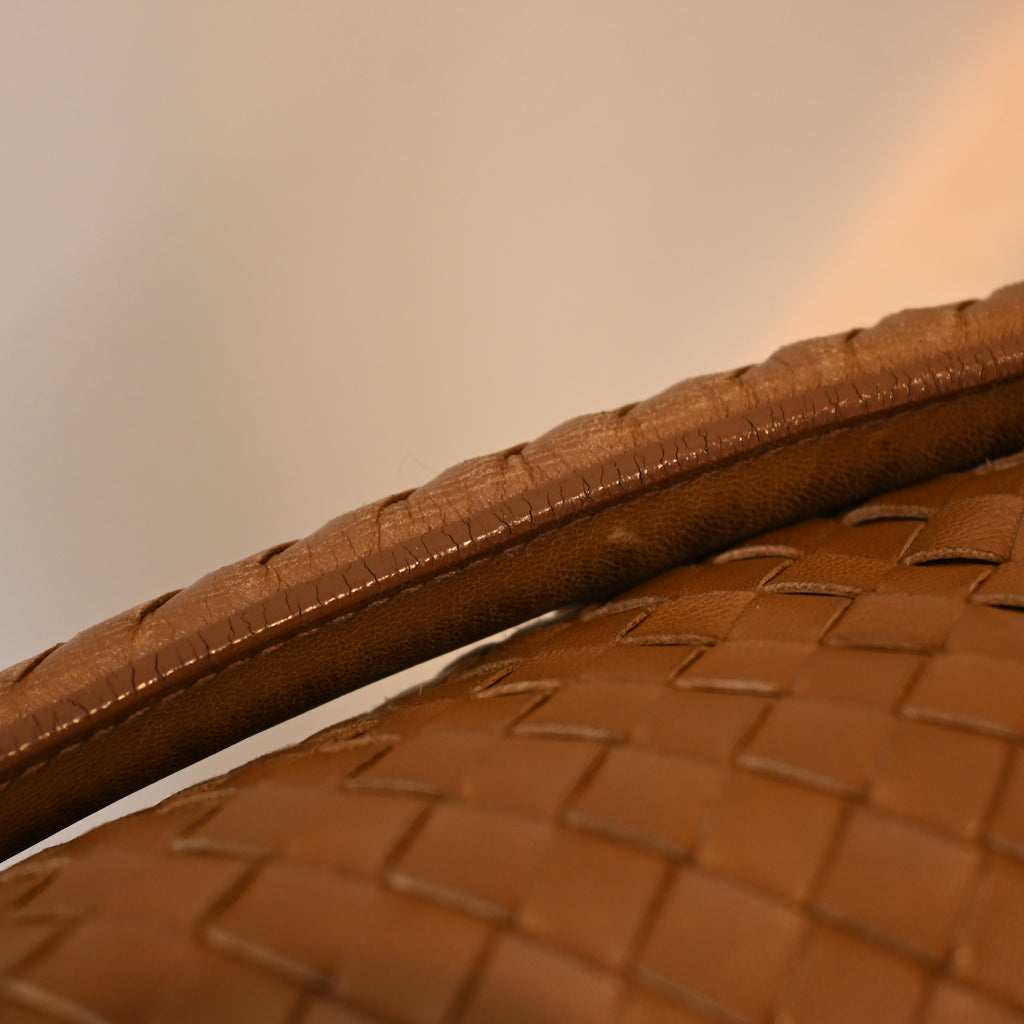 Bottega Veneta Intrecciato Double Flap Brown Hobo