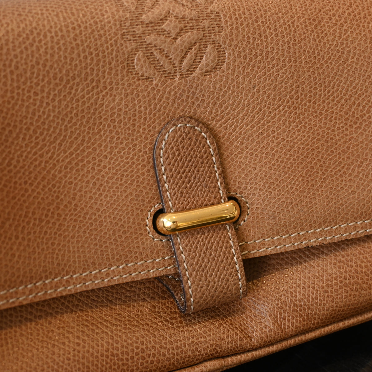 Loewe Anagram Embossed Grained Calfskin Crossbody Bag