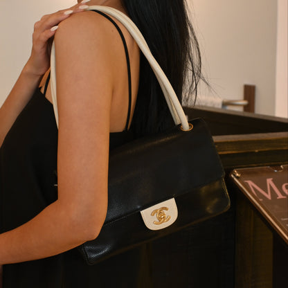 Chanel Coco Mark Perforated Bicolour Flap - Leluxe Vintage Sdn. Bhd.