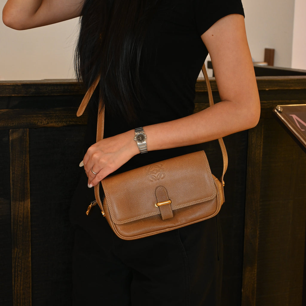 Loewe Anagram Embossed Grained Calfskin Crossbody Bag