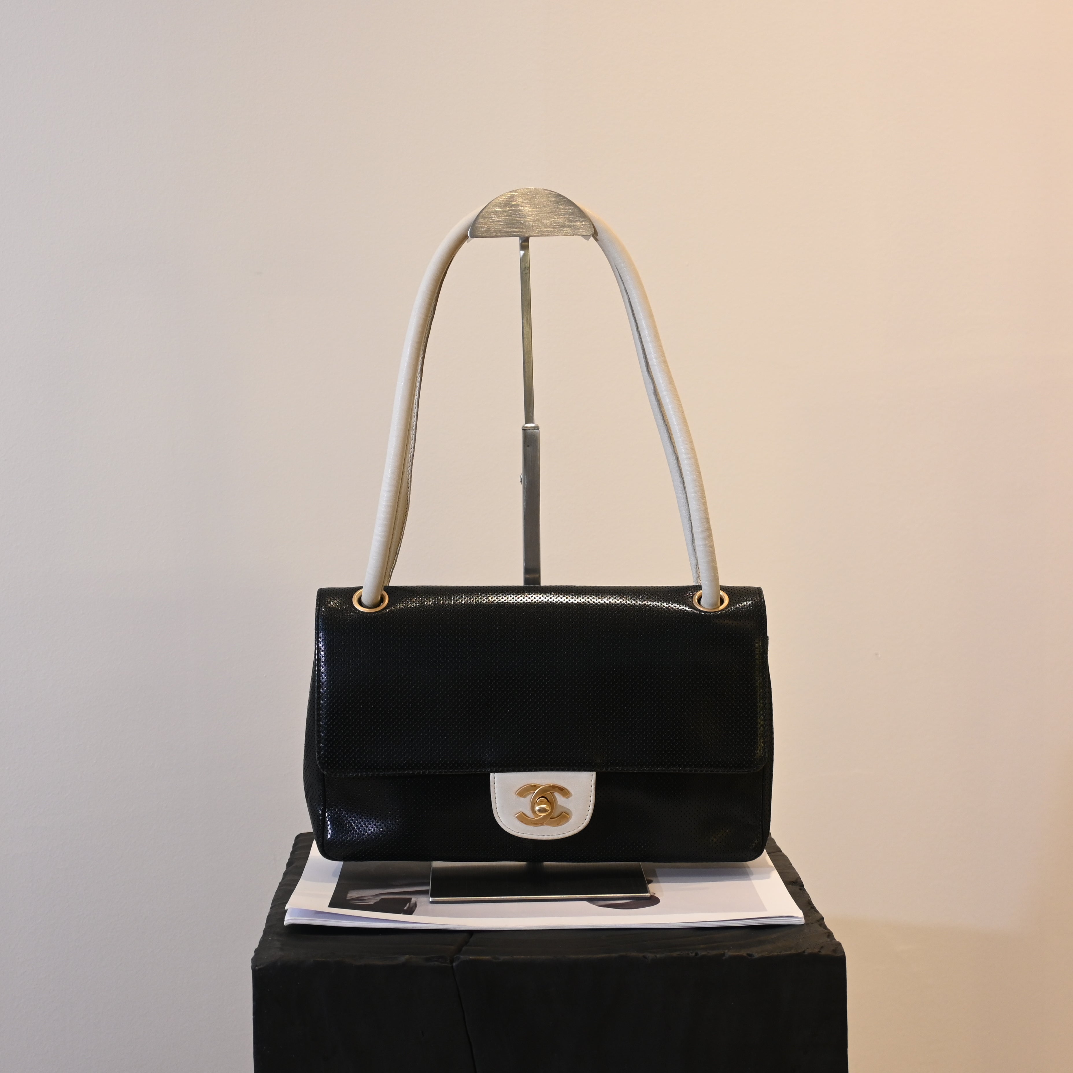 Chanel Coco Mark Perforated Bicolour Flap - Leluxe Vintage Sdn. Bhd.