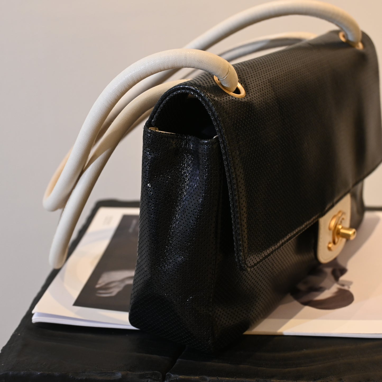 Chanel Coco Mark Perforated Bicolour Flap - Leluxe Vintage Sdn. Bhd.