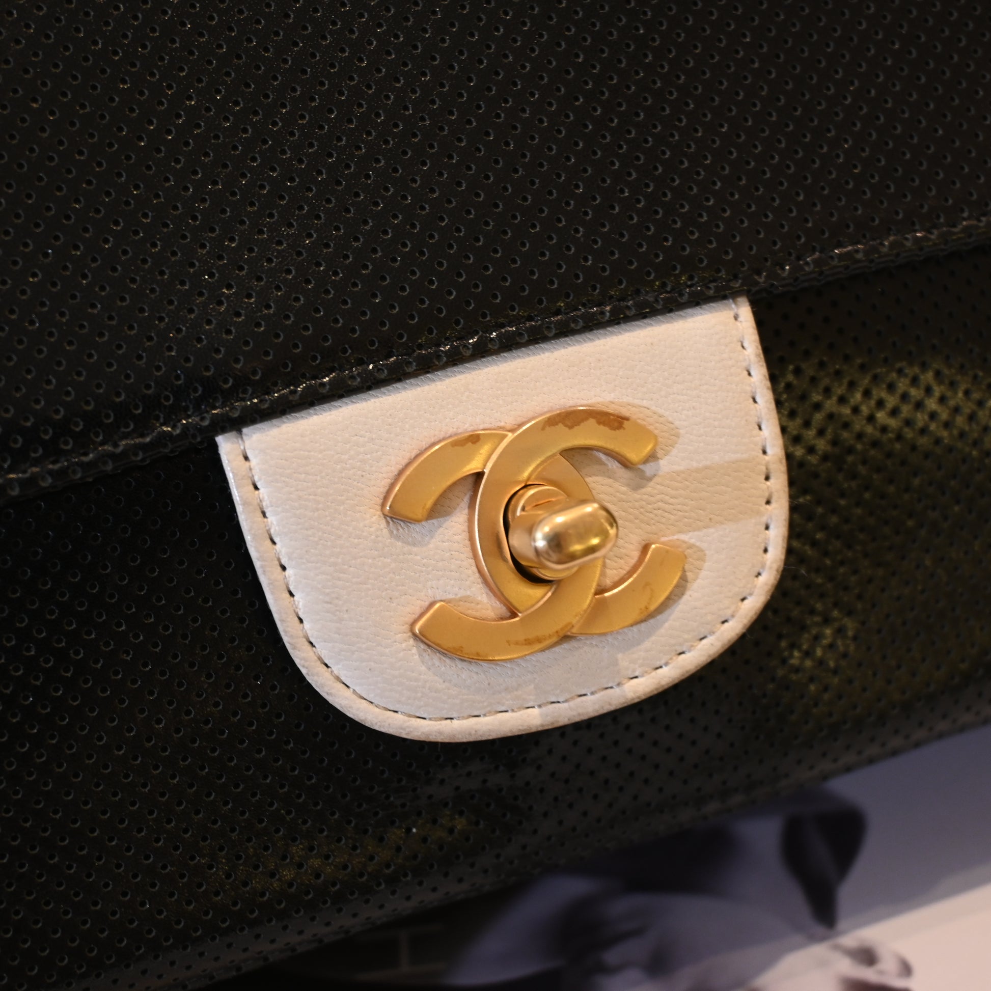 Chanel Coco Mark Perforated Bicolour Flap - Leluxe Vintage Sdn. Bhd.