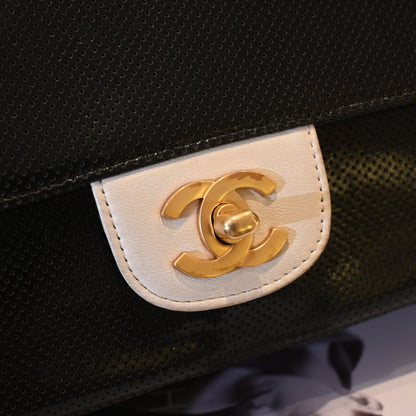 Chanel Coco Mark Perforated Bicolour Flap - Leluxe Vintage Sdn. Bhd.