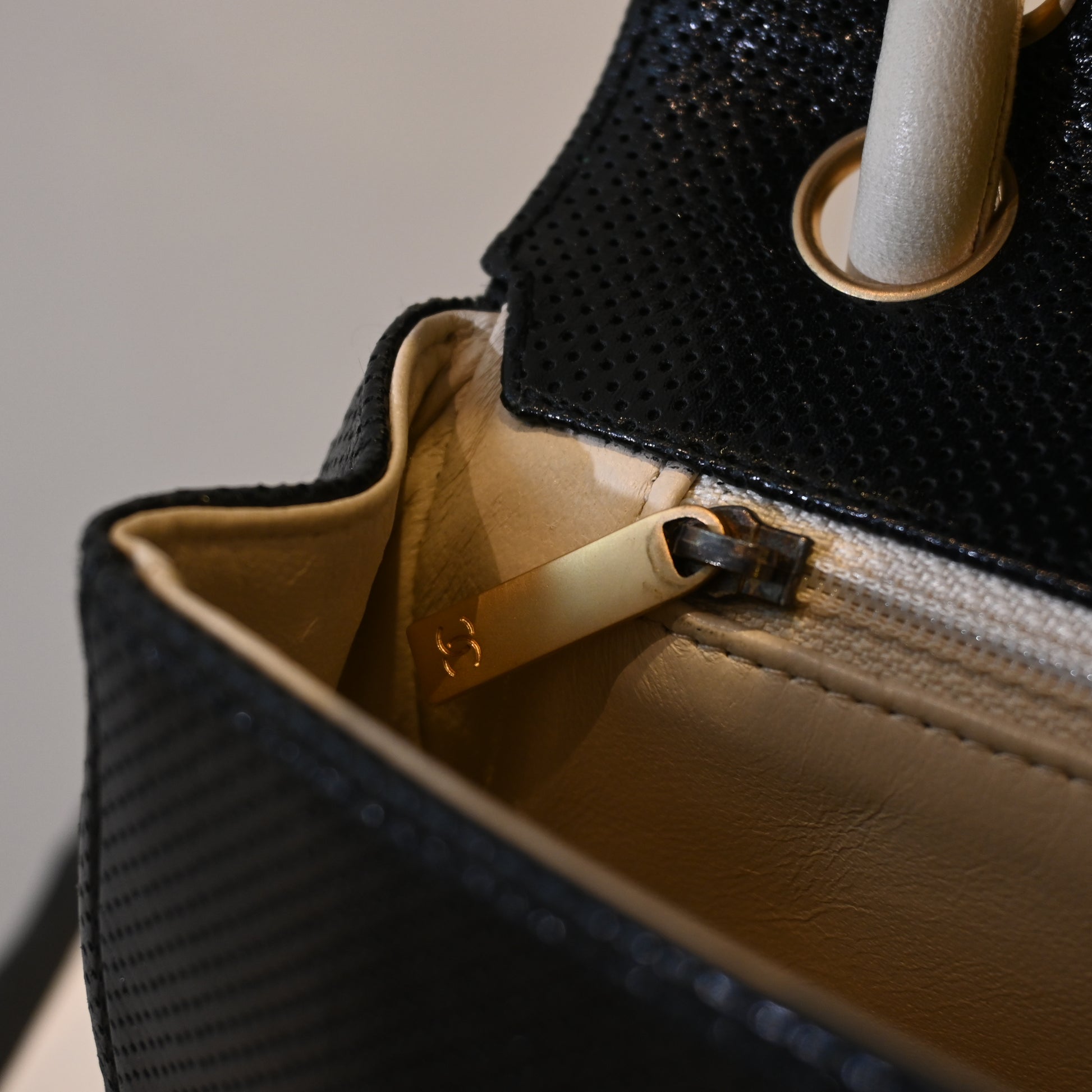 Chanel Coco Mark Perforated Bicolour Flap - Leluxe Vintage Sdn. Bhd.