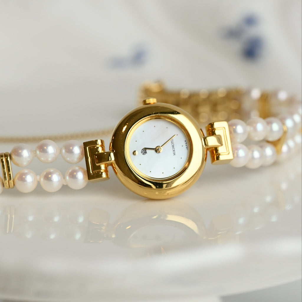 Mikimoto Double Pearl Bracelet JAL Watch Ref. 4N20-0941