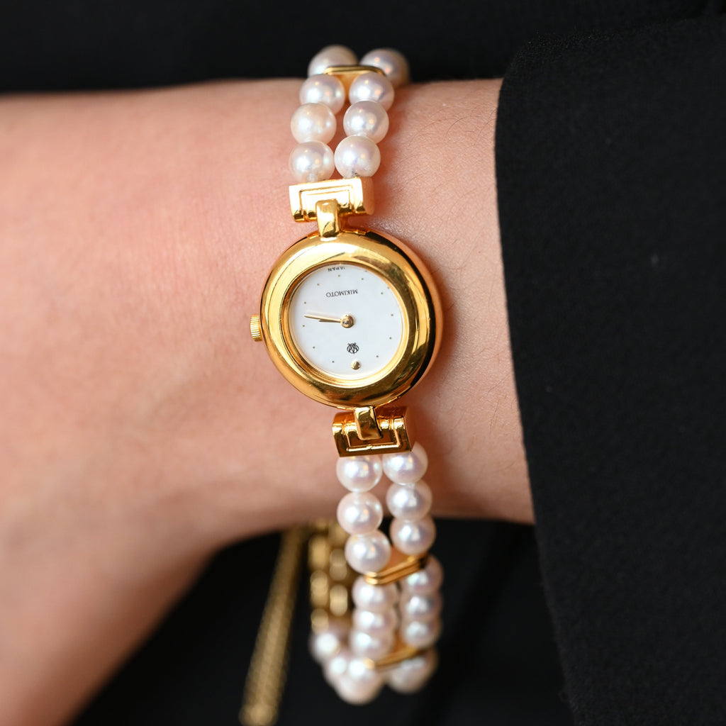 Mikimoto Double Pearl Bracelet JAL Watch Ref. 4N20-0941