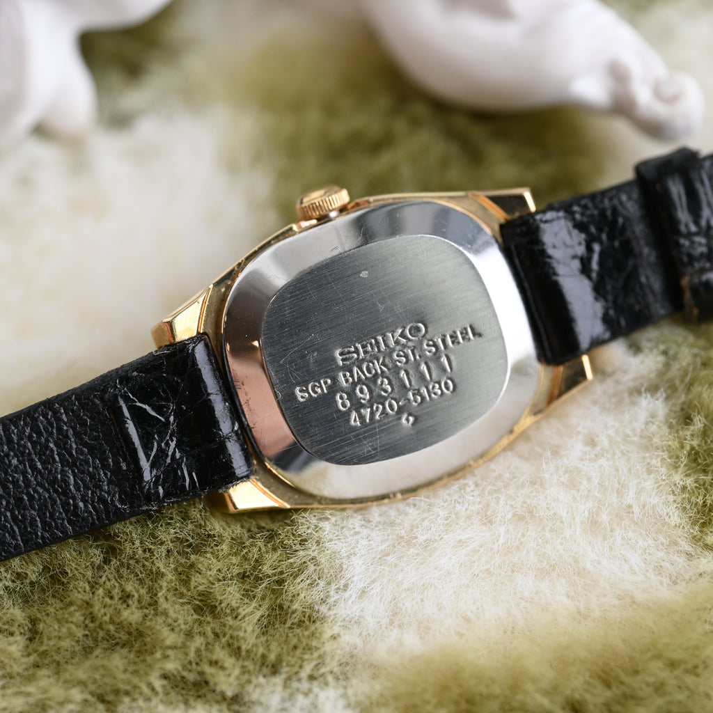 Seiko 4720-5130 Brown Dial Hammered Bezel Watch