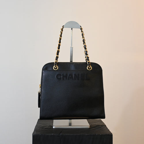 Chanel Logo Caviar Skin Mini Chain Tote - Leluxe Vintage Sdn. Bhd.