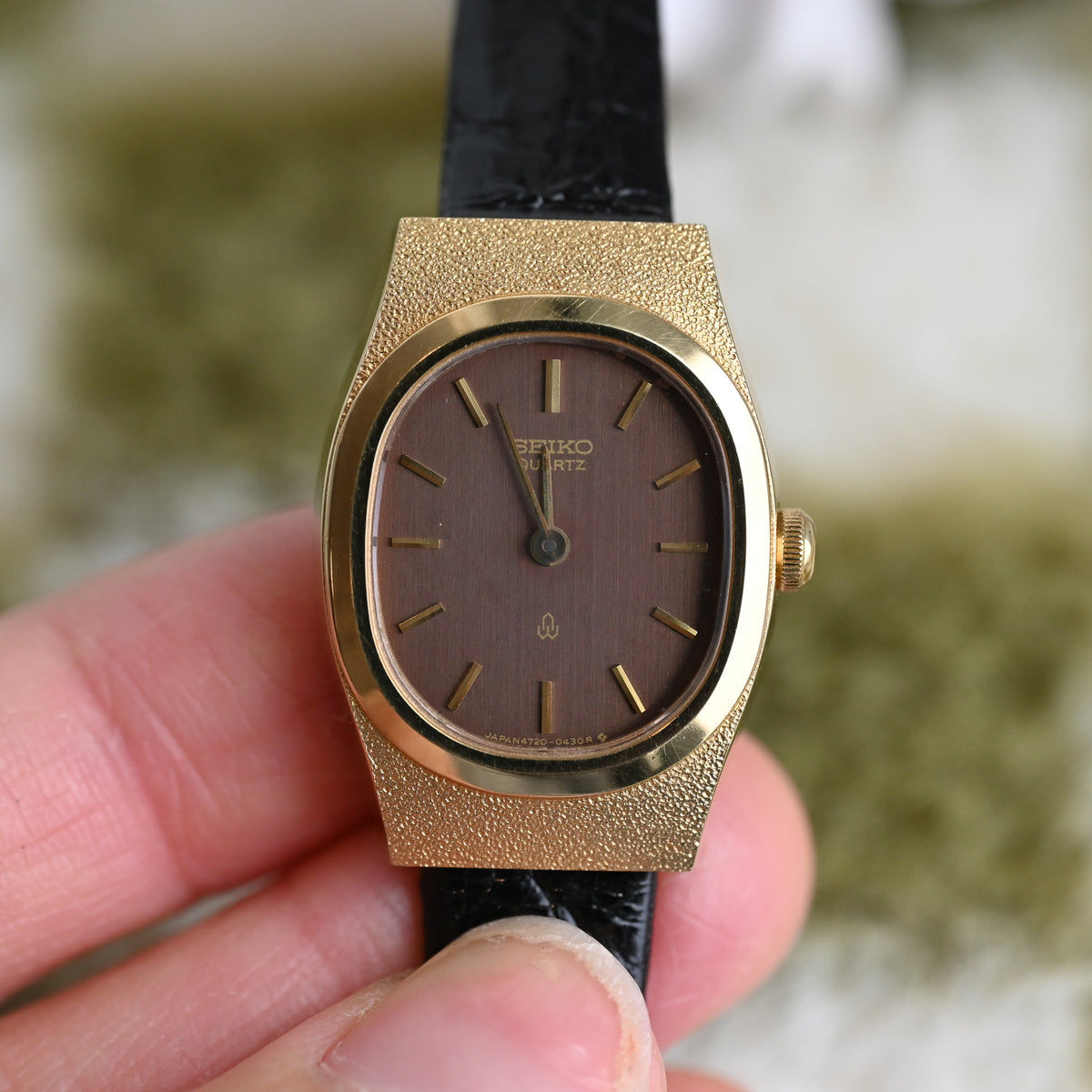 Seiko 4720-5130 Brown Dial Hammered Bezel Watch