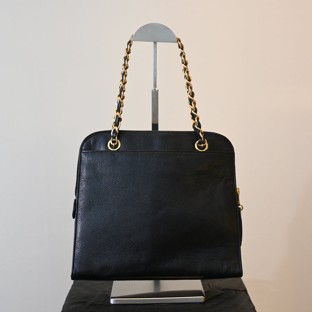Chanel Logo Caviar Skin Mini Chain Tote - Leluxe Vintage Sdn. Bhd.