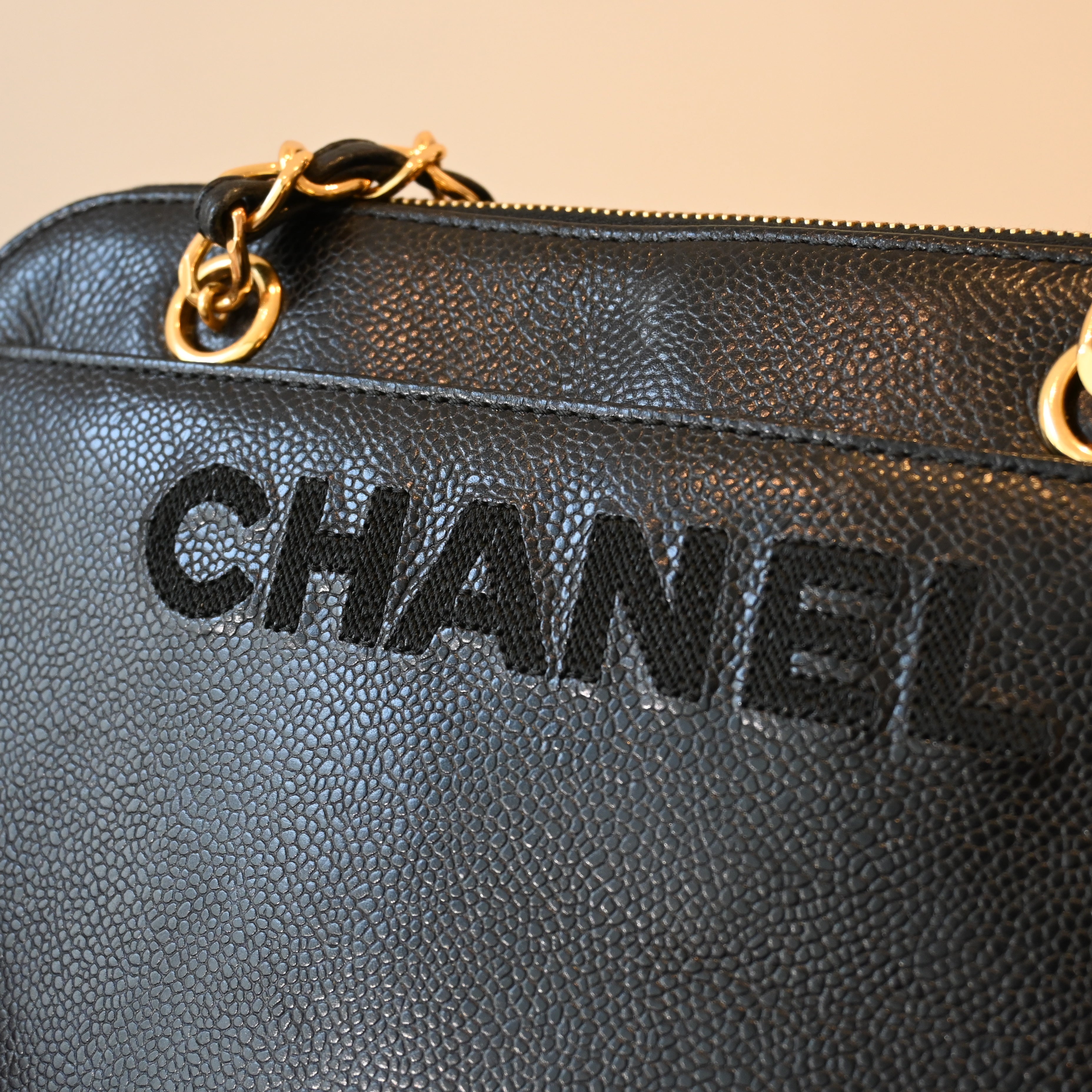 Chanel Logo Caviar Skin Mini Chain Tote - Leluxe Vintage Sdn. Bhd.