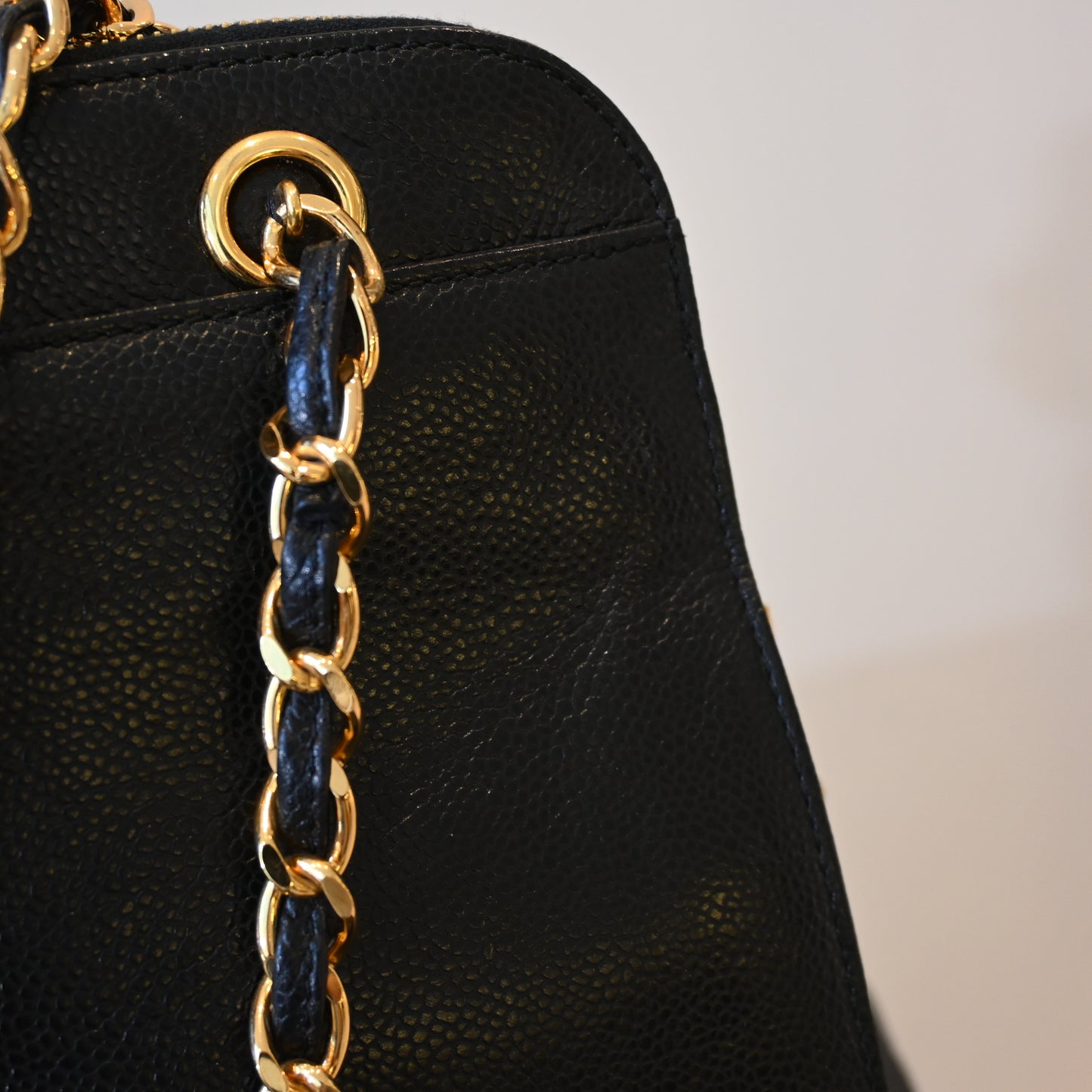 Chanel Logo Caviar Skin Mini Chain Tote - Leluxe Vintage Sdn. Bhd.
