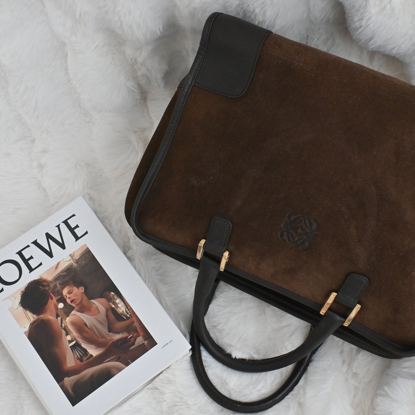 Loewe Amazona 32 in Brown Suede