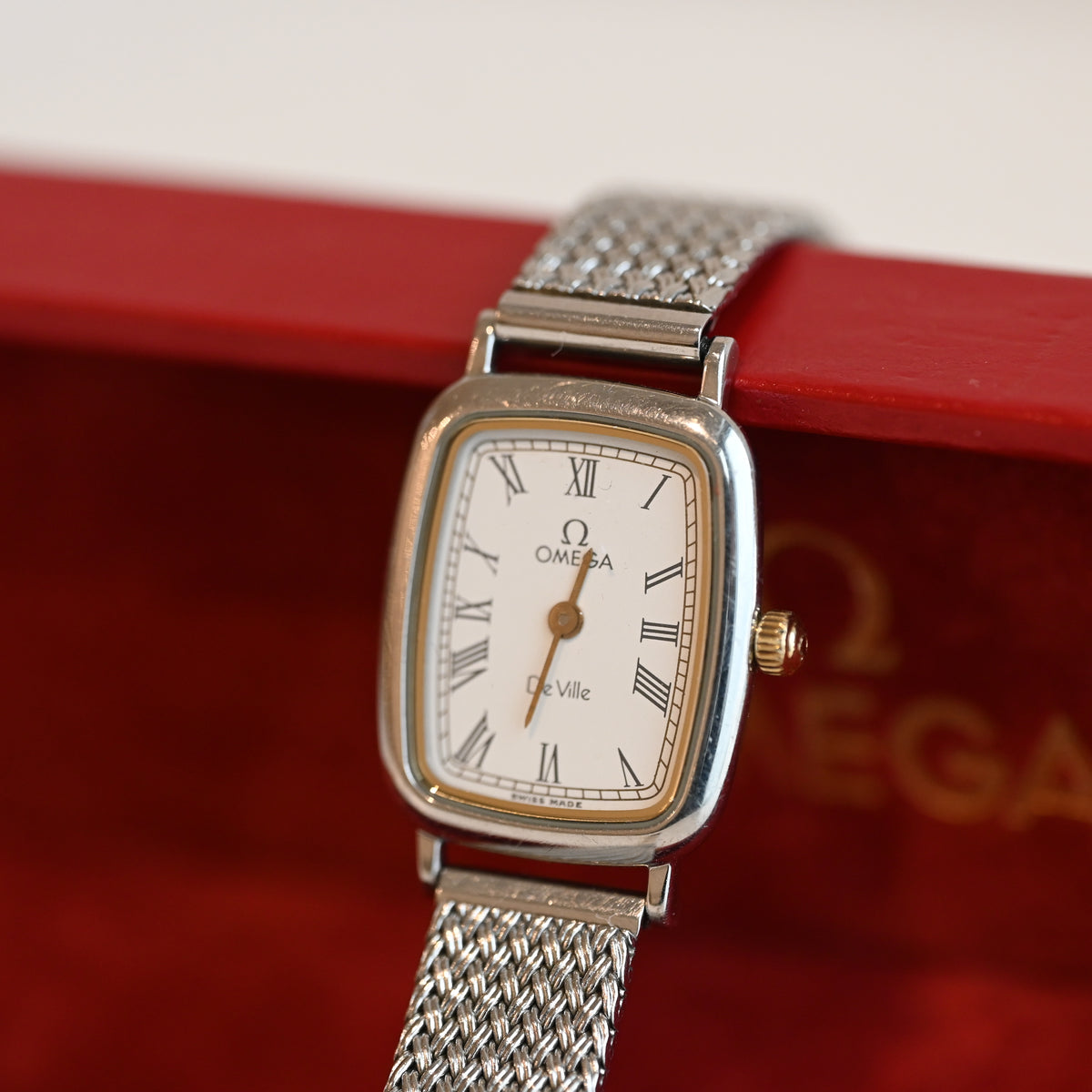 Omega De Ville Tonneau Mesh Bracelet Watch Ref.595.0099 Cal.1458