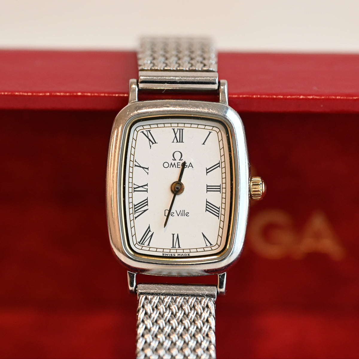 Omega De Ville Tonneau Mesh Bracelet Watch Ref.595.0099 Cal.1458