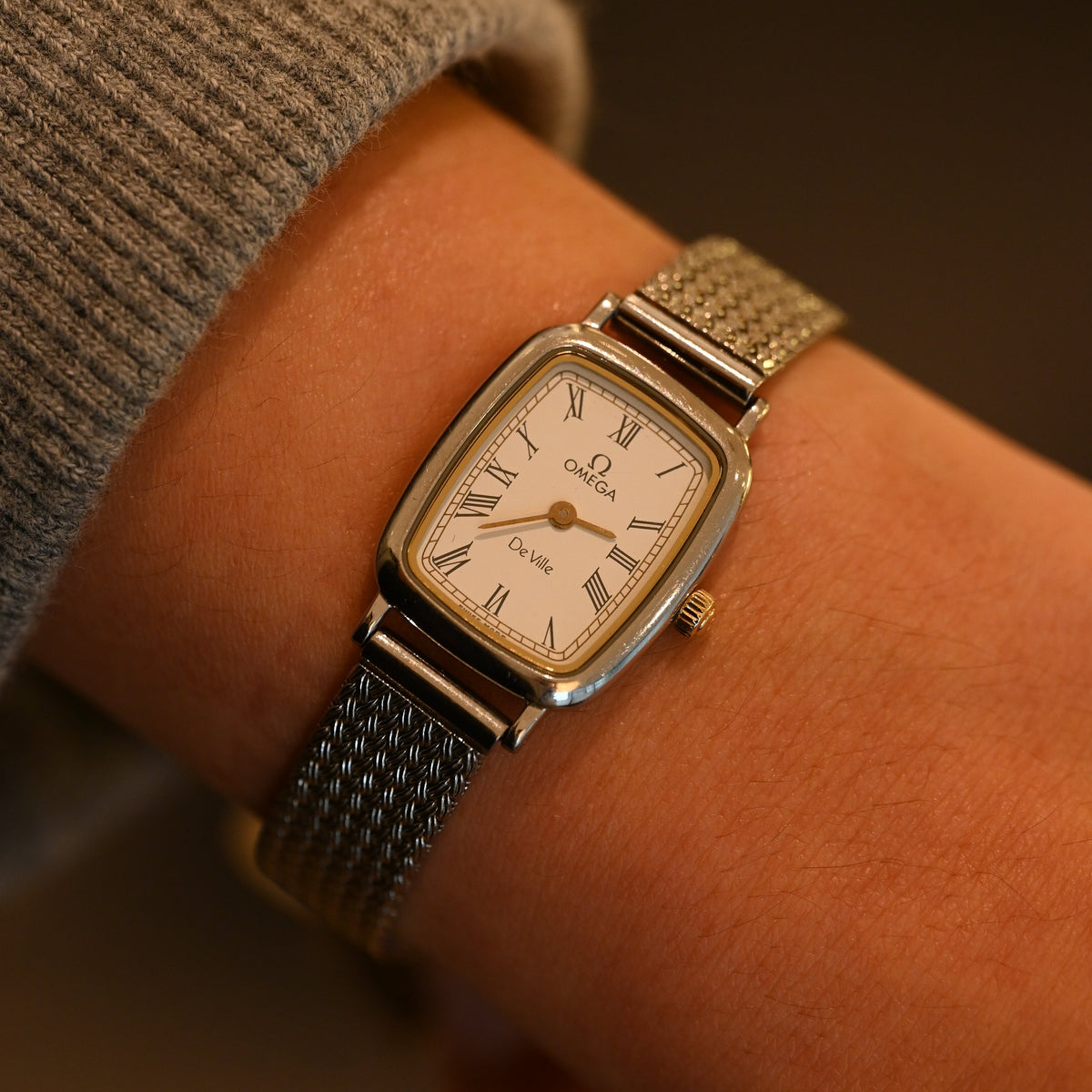 Omega De Ville Tonneau Mesh Bracelet Watch Ref.595.0099 Cal.1458
