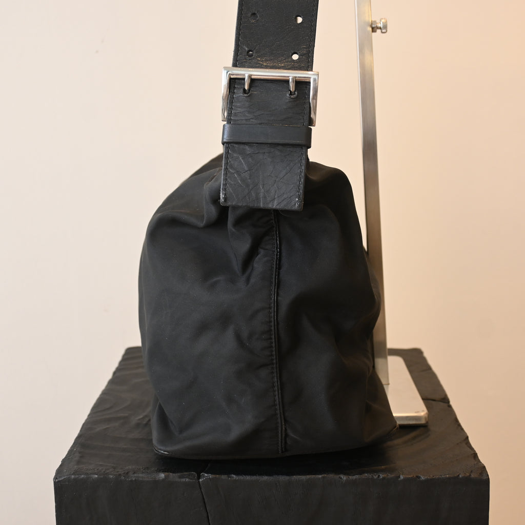 Prada Tessuto Nylon Big Hobo Bag with Braided Strap